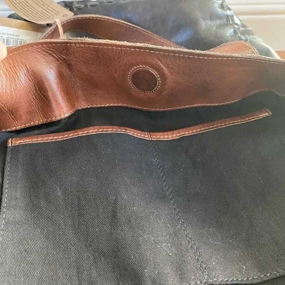 BED|STU Stevie Black with Dark Brown Straps Leather Shoulder Tote - Picture 6 of 6